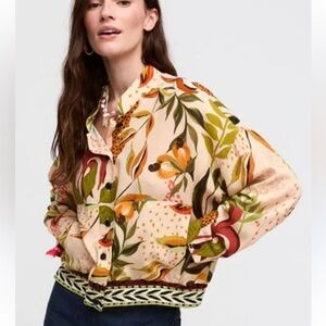 Aldo Martins Floral Bomber Jacket - Cream, Green & Orange